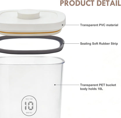 12 lbs Airtight Dog Cat Food Storage Container and Dog Treat Containers BPA-Free, PET Clear Stackable Pet Storage Bin, 1-Cup Scoop, 1-Sponge cleaning brush, Pop Top, With handle, Easy Mobility-large