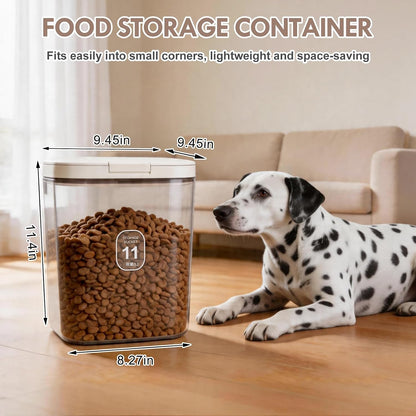 12 lbs Airtight Dog Cat Food Storage Container and Dog Treat Containers BPA-Free, PET Clear Stackable Pet Storage Bin, 1-Cup Scoop, 1-Sponge cleaning brush, Pop Top, With handle, Easy Mobility-large