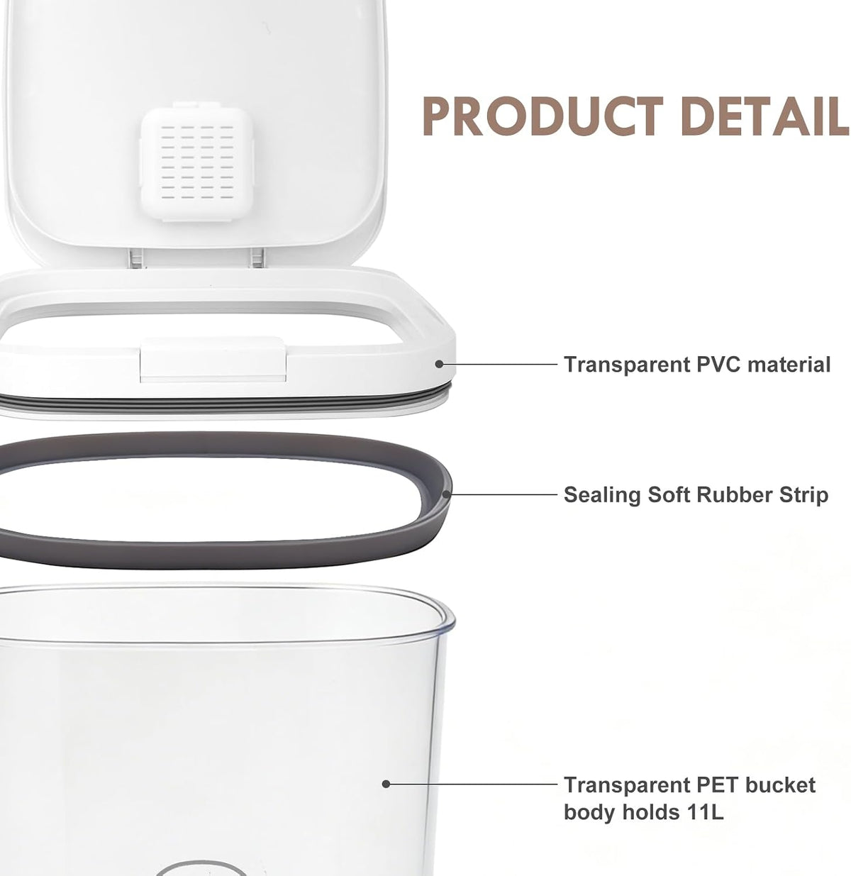 12 lbs Airtight Dog Cat Food Storage Container and Dog Treat Containers BPA-Free, PET Clear Stackable Pet Storage Bin, 1-Cup Scoop, 1-Sponge cleaning brush, Pop Top, With handle, Easy Mobility-large