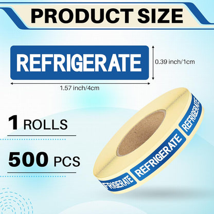 500 Pcs Keep Refrigerated Stickers 0.39" x 1.57" Pharmacy Sticker Medical Label Veterinary Auxiliary Sign Waterproof Freeze for Medicine Pill Syringe Food Candy Meat Mailing(Blue Snowflake)