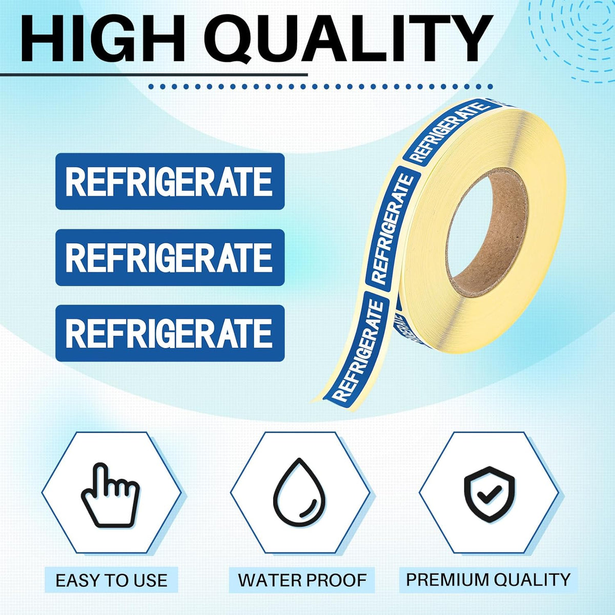 500 Pcs Keep Refrigerated Stickers 0.39" x 1.57" Pharmacy Sticker Medical Label Veterinary Auxiliary Sign Waterproof Freeze for Medicine Pill Syringe Food Candy Meat Mailing(Blue Snowflake)