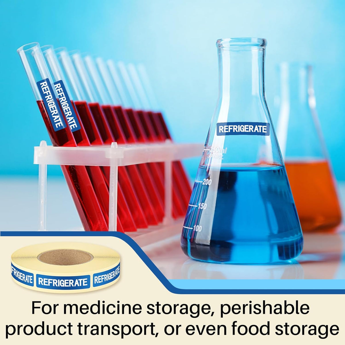 500 Pcs Keep Refrigerated Stickers 0.39" x 1.57" Pharmacy Sticker Medical Label Veterinary Auxiliary Sign Waterproof Freeze for Medicine Pill Syringe Food Candy Meat Mailing(Blue Snowflake)