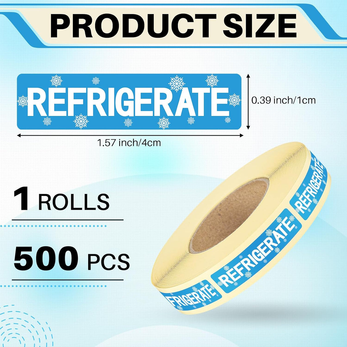 500 Pcs Keep Refrigerated Stickers 0.39" x 1.57" Pharmacy Sticker Medical Label Veterinary Auxiliary Sign Waterproof Freeze for Medicine Pill Syringe Food Candy Meat Mailing(Blue Snowflake)