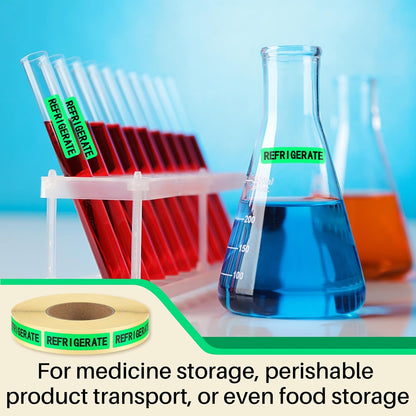 500 Pcs Keep Refrigerated Stickers 0.39" x 1.57" Pharmacy Sticker Medical Label Veterinary Auxiliary Sign Waterproof Freeze for Medicine Pill Syringe Food Candy Meat Mailing(Blue Snowflake)