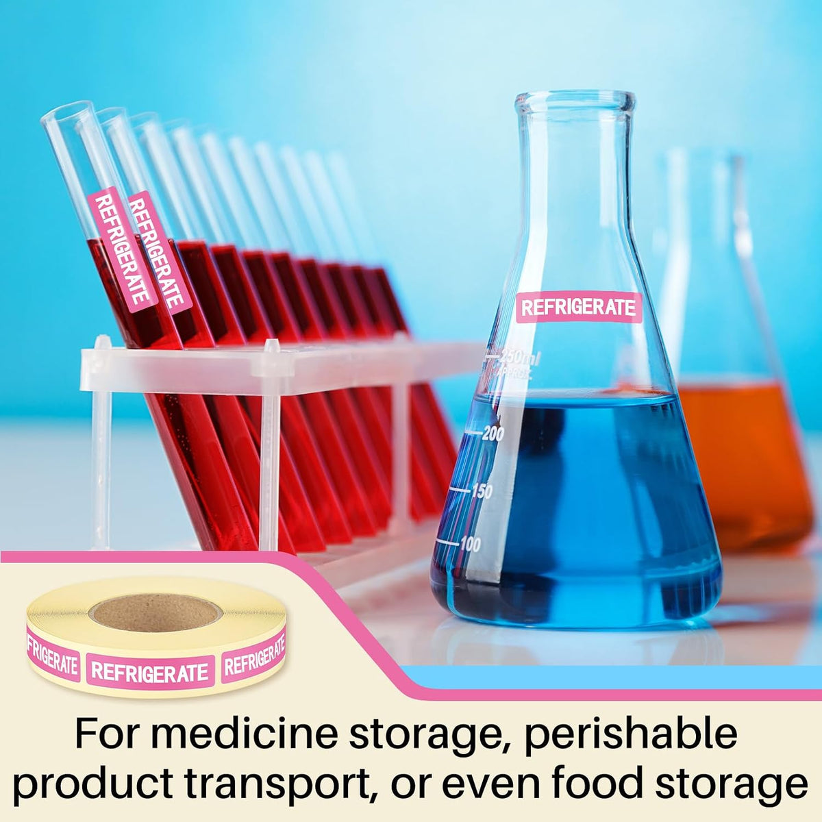 500 Pcs Keep Refrigerated Stickers 0.39" x 1.57" Pharmacy Sticker Medical Label Veterinary Auxiliary Sign Waterproof Freeze for Medicine Pill Syringe Food Candy Meat Mailing(Blue Snowflake)