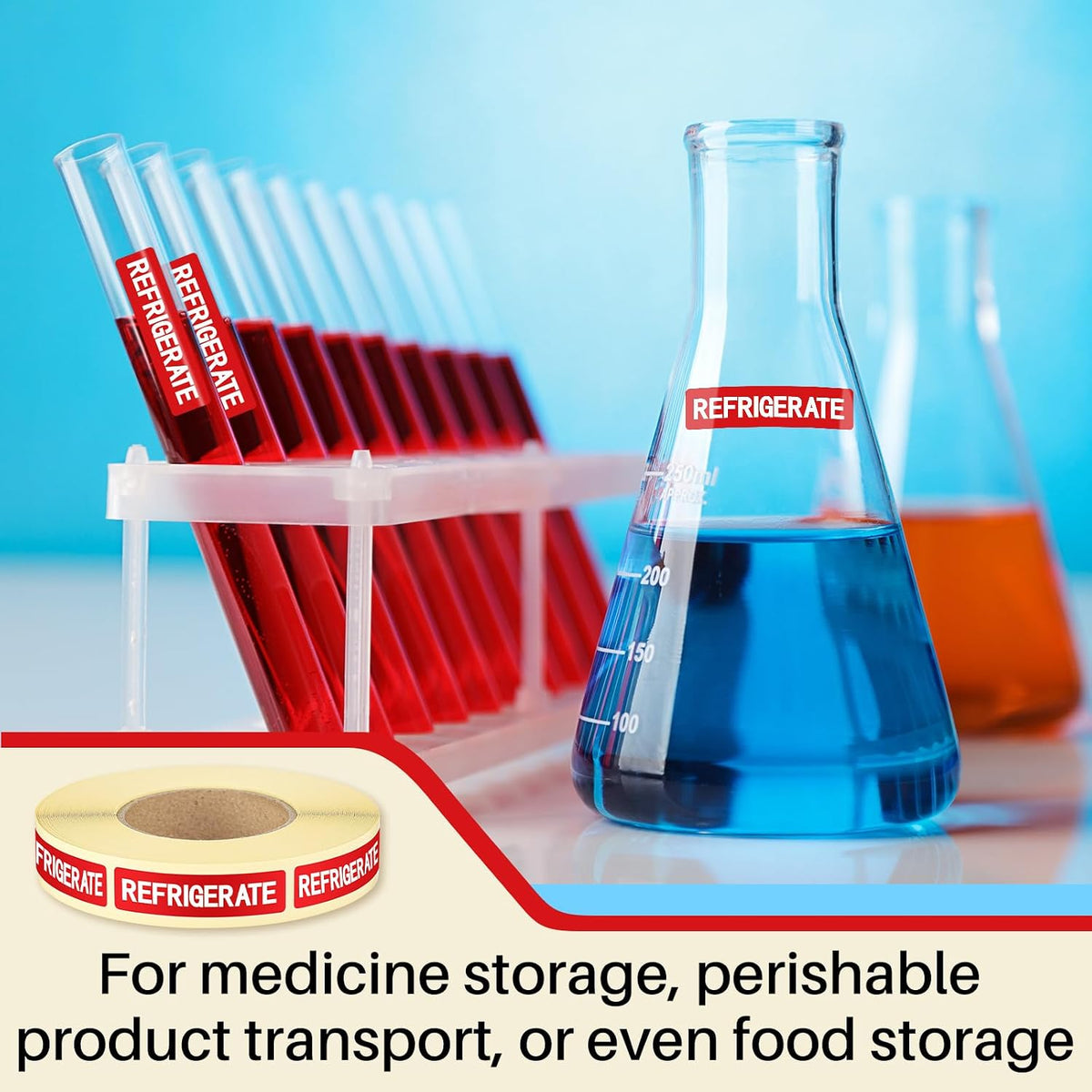 500 Pcs Keep Refrigerated Stickers 0.39" x 1.57" Pharmacy Sticker Medical Label Veterinary Auxiliary Sign Waterproof Freeze for Medicine Pill Syringe Food Candy Meat Mailing(Blue Snowflake)