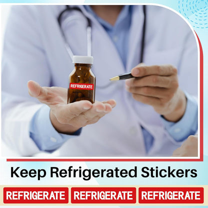 500 Pcs Keep Refrigerated Stickers 0.39" x 1.57" Pharmacy Sticker Medical Label Veterinary Auxiliary Sign Waterproof Freeze for Medicine Pill Syringe Food Candy Meat Mailing(Blue Snowflake)