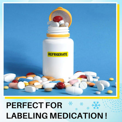 500 Pcs Keep Refrigerated Stickers 0.39" x 1.57" Pharmacy Sticker Medical Label Veterinary Auxiliary Sign Waterproof Freeze for Medicine Pill Syringe Food Candy Meat Mailing(Blue Snowflake)