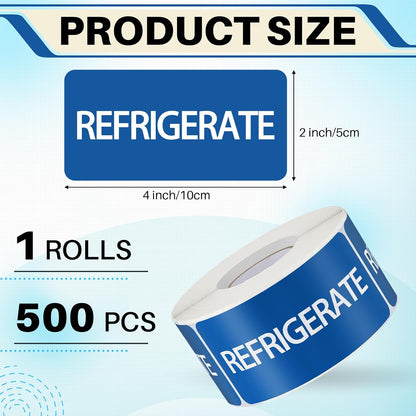 500 Pcs Keep Refrigerated Stickers 0.39" x 1.57" Pharmacy Sticker Medical Label Veterinary Auxiliary Sign Waterproof Freeze for Medicine Pill Syringe Food Candy Meat Mailing(Blue Snowflake)