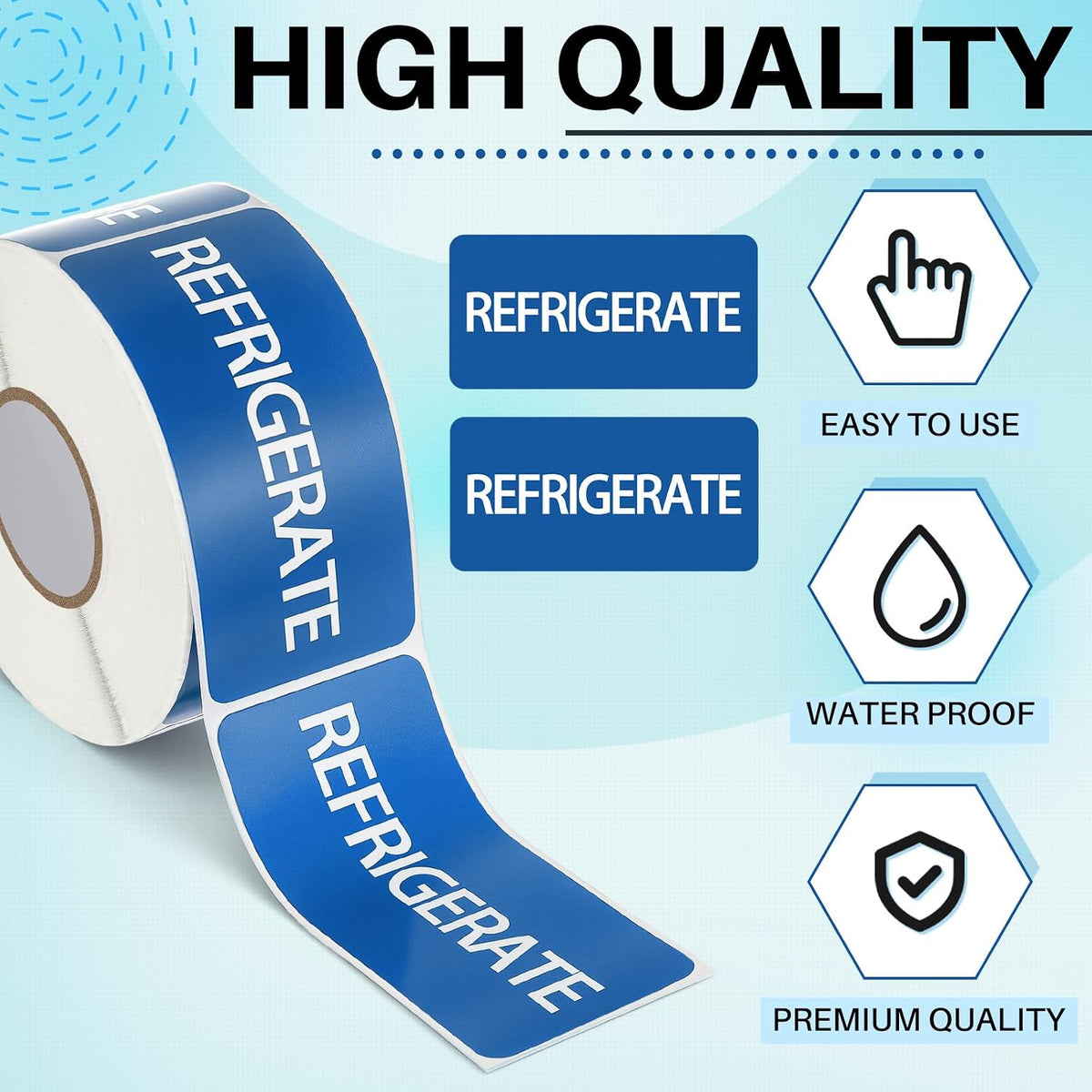 500 Pcs Keep Refrigerated Stickers 0.39" x 1.57" Pharmacy Sticker Medical Label Veterinary Auxiliary Sign Waterproof Freeze for Medicine Pill Syringe Food Candy Meat Mailing(Blue Snowflake)