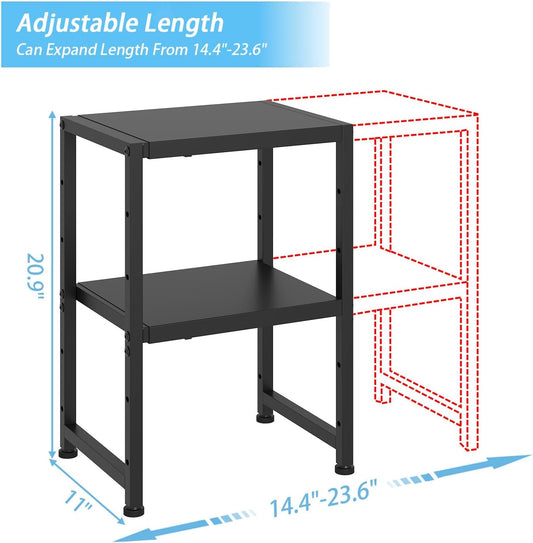 2-Tier Expandable Metal Storage Shelves,150LBS Heavy Duty Shelving Units and Storage For Small Appliance,Adjustable Pots and Pans Organizer Rack Shelf For Kitchen Under Cabinet Pantry Warehouse Garage