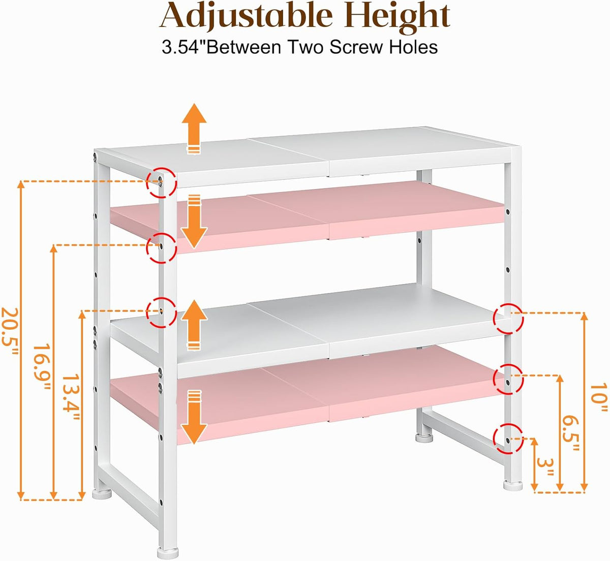2-Tier Expandable Metal Storage Shelves,150LBS Heavy Duty Shelving Units and Storage For Small Appliance,Adjustable Pots and Pans Organizer Rack Shelf For Kitchen Under Cabinet Pantry Warehouse Garage