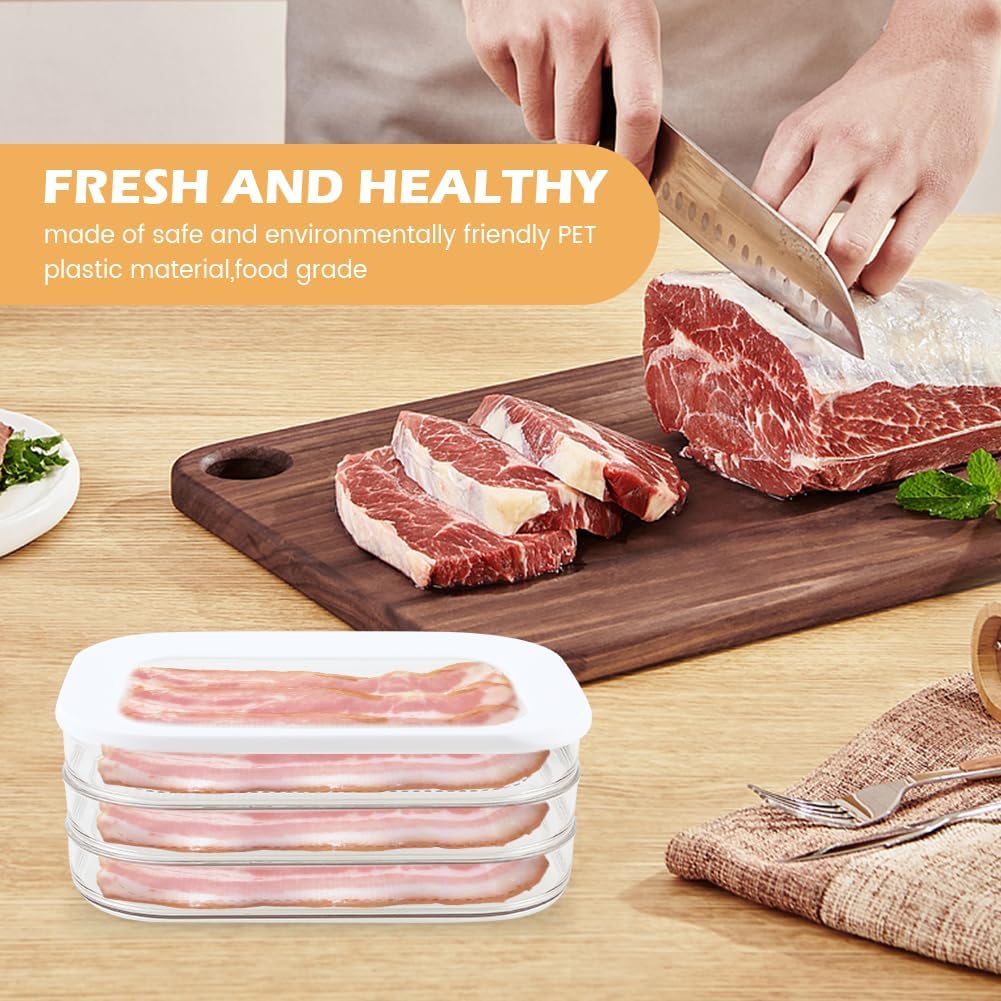 3 Layer Deli Meat Container for Fridge Stackable Organizer | Fridge storage for cold cuts, cheese and sandwich toppings, separate compartments with lids for easy meal prep and access