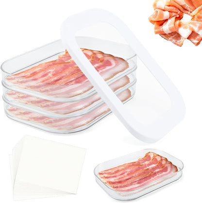 3 Layer Deli Meat Container for Fridge Stackable Organizer | Fridge storage for cold cuts, cheese and sandwich toppings, separate compartments with lids for easy meal prep and access