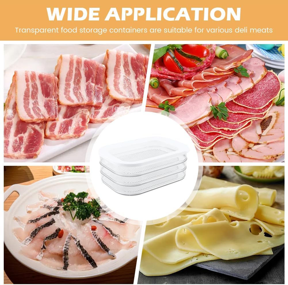 3 Layer Deli Meat Container for Fridge Stackable Organizer | Fridge storage for cold cuts, cheese and sandwich toppings, separate compartments with lids for easy meal prep and access
