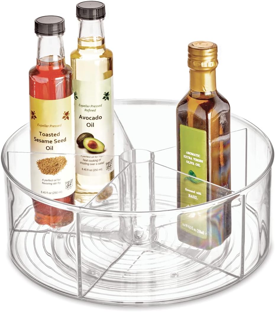 Recycled Plastic Lazy Susan Turntable Organizer Pantry, Bathroom, General Storage and More, The Linus Collection, 11.5", Clear