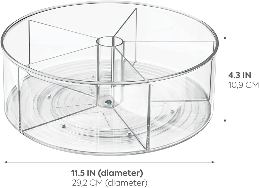 Recycled Plastic Lazy Susan Turntable Organizer Pantry, Bathroom, General Storage and More, The Linus Collection, 11.5", Clear