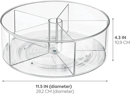Recycled Plastic Lazy Susan Turntable Organizer Pantry, Bathroom, General Storage and More, The Linus Collection, 11.5", Clear