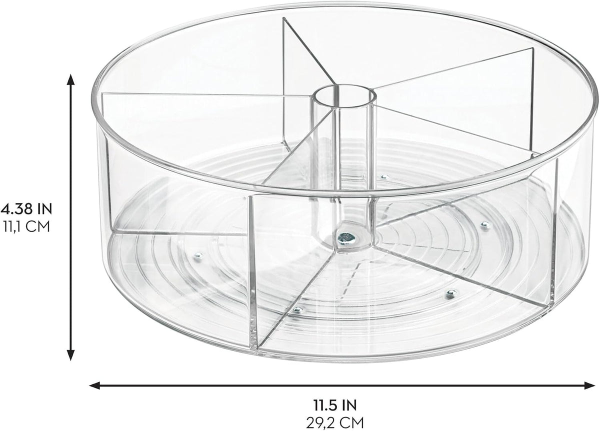 Recycled Plastic Lazy Susan Turntable Organizer Pantry, Bathroom, General Storage and More, The Linus Collection, 11.5", Clear