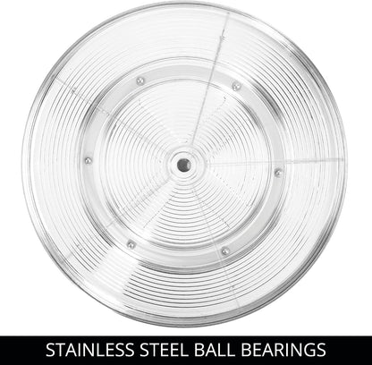 Recycled Plastic Lazy Susan Turntable Organizer Pantry, Bathroom, General Storage and More, The Linus Collection, 11.5", Clear