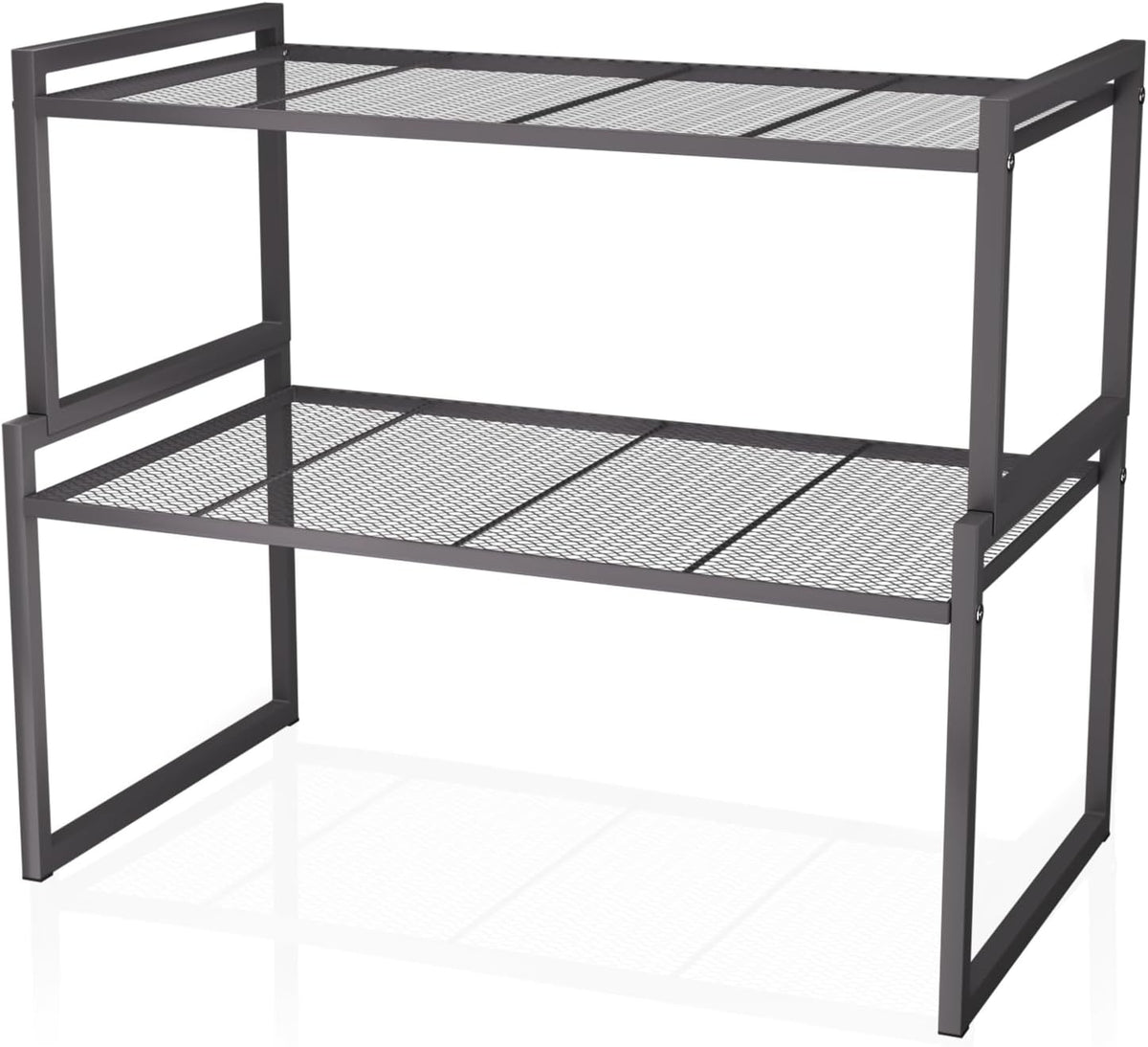 Stackable Kitchen Cabinet Organizer Shelves Pantry Rack Set of 2 | Holds Up to 44 Lbs Per Shelf, Easy 3-minute assembly with included hardware and wrench, Organize all around home, RV and more