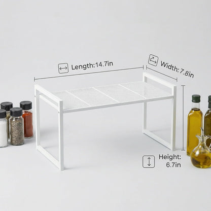 Stackable Kitchen Cabinet Organizer Shelves Pantry Rack Set of 2 | Holds Up to 44 Lbs Per Shelf, Easy 3-minute assembly with included hardware and wrench, Organize all around home, RV and more