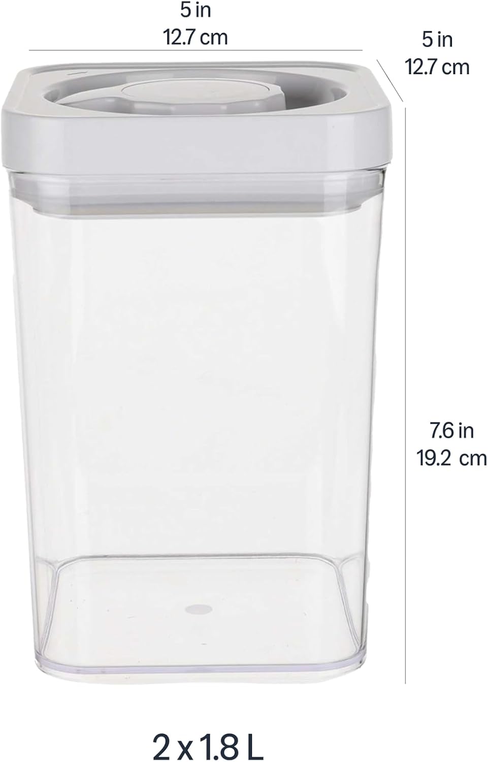 Airtight Food Storage Containers, BPA Free, Dishwasher Safe, with Twist/Turn Lids, for Kitchen Pantry Organization, 10-Piece Square Set, Clear Plastic