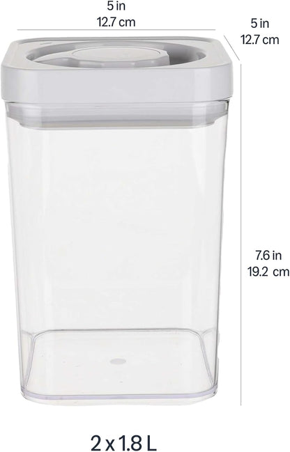 Airtight Food Storage Containers, BPA Free, Dishwasher Safe, with Twist/Turn Lids, for Kitchen Pantry Organization, 10-Piece Square Set, Clear Plastic