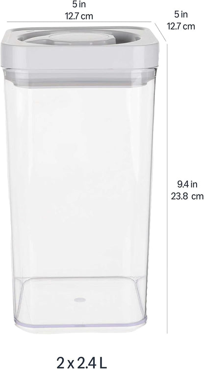 Airtight Food Storage Containers, BPA Free, Dishwasher Safe, with Twist/Turn Lids, for Kitchen Pantry Organization, 10-Piece Square Set, Clear Plastic