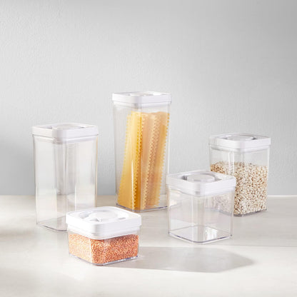 Airtight Food Storage Containers, BPA Free, Dishwasher Safe, with Twist/Turn Lids, for Kitchen Pantry Organization, 10-Piece Square Set, Clear Plastic