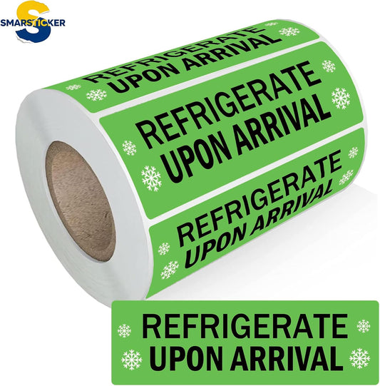Refrigerate Upon Arrival Stickers Keep Refrigerated Food Packaging Warning Shipping Labels Keep Cold Food Service Pharmacy Stickers for Pharmacy Drug Stores (Green)