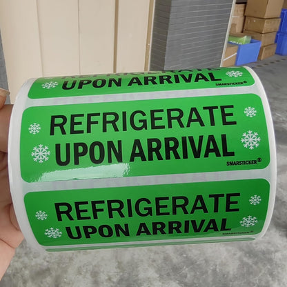 Refrigerate Upon Arrival Stickers Keep Refrigerated Food Packaging Warning Shipping Labels Keep Cold Food Service Pharmacy Stickers for Pharmacy Drug Stores (Green)