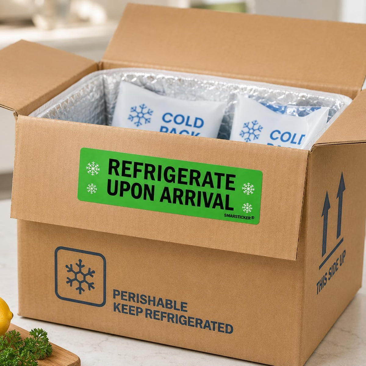 Refrigerate Upon Arrival Stickers Keep Refrigerated Food Packaging Warning Shipping Labels Keep Cold Food Service Pharmacy Stickers for Pharmacy Drug Stores (Green)