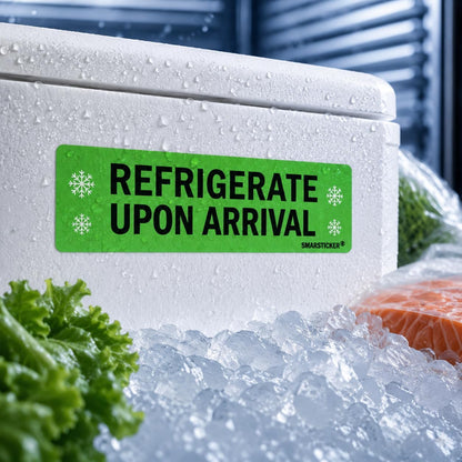 Refrigerate Upon Arrival Stickers Keep Refrigerated Food Packaging Warning Shipping Labels Keep Cold Food Service Pharmacy Stickers for Pharmacy Drug Stores (Green)