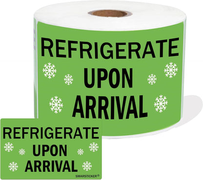 Refrigerate Upon Arrival Stickers Keep Refrigerated Food Packaging Warning Shipping Labels Keep Cold Food Service Pharmacy Stickers for Pharmacy Drug Stores (Green)