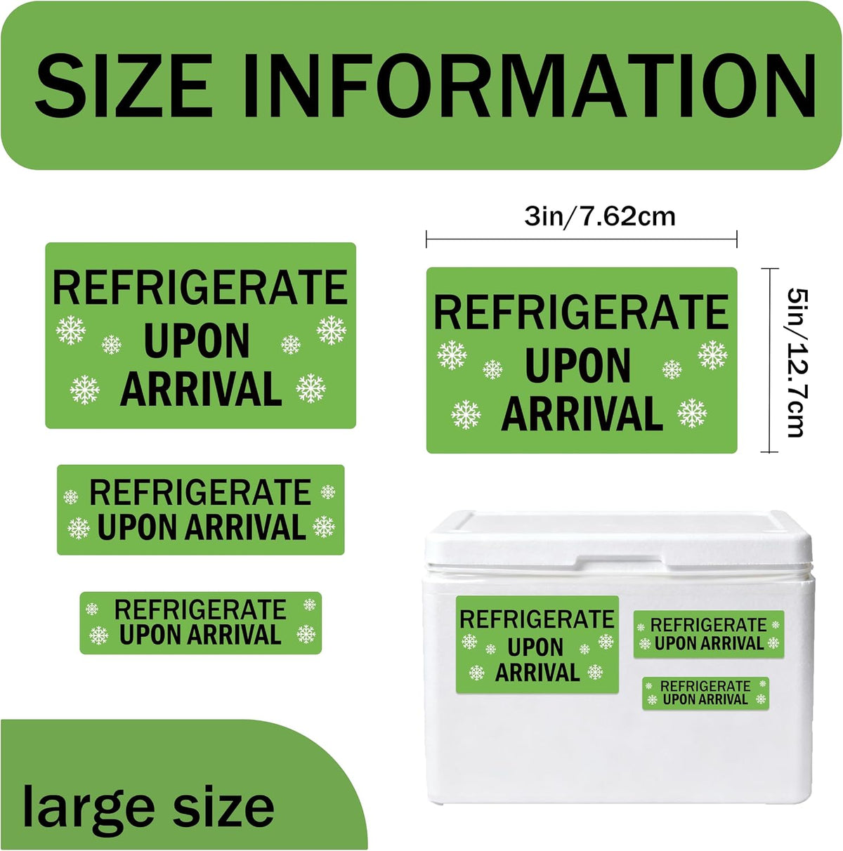 Refrigerate Upon Arrival Stickers Keep Refrigerated Food Packaging Warning Shipping Labels Keep Cold Food Service Pharmacy Stickers for Pharmacy Drug Stores (Green)
