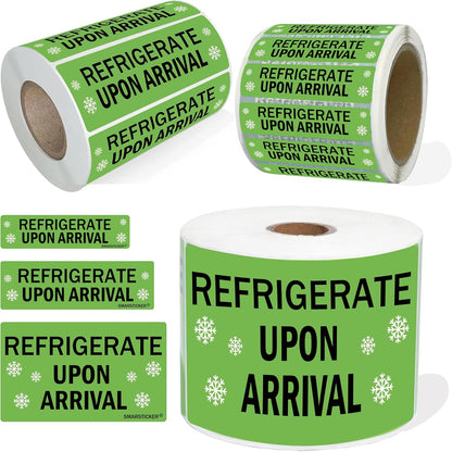 Refrigerate Upon Arrival Stickers Keep Refrigerated Food Packaging Warning Shipping Labels Keep Cold Food Service Pharmacy Stickers for Pharmacy Drug Stores (Green)