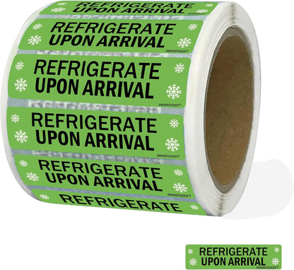 Refrigerate Upon Arrival Stickers Keep Refrigerated Food Packaging Warning Shipping Labels Keep Cold Food Service Pharmacy Stickers for Pharmacy Drug Stores (Green)