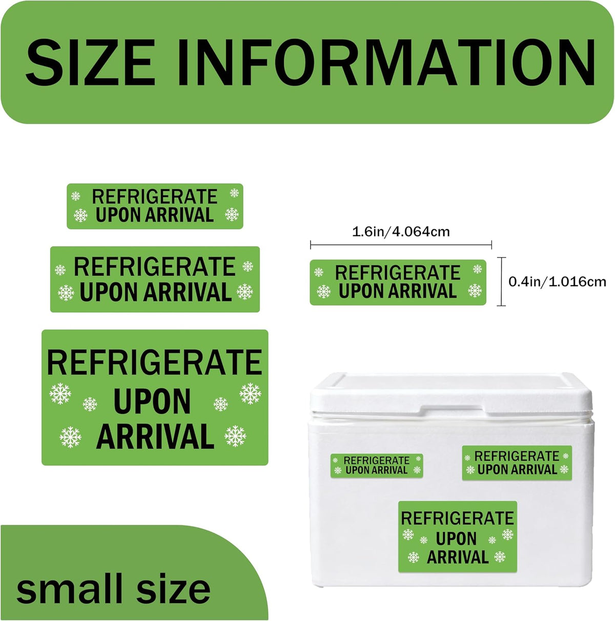 Refrigerate Upon Arrival Stickers Keep Refrigerated Food Packaging Warning Shipping Labels Keep Cold Food Service Pharmacy Stickers for Pharmacy Drug Stores (Green)