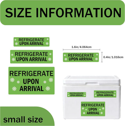 Refrigerate Upon Arrival Stickers Keep Refrigerated Food Packaging Warning Shipping Labels Keep Cold Food Service Pharmacy Stickers for Pharmacy Drug Stores (Green)
