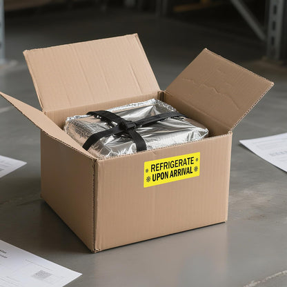 Refrigerate Upon Arrival Stickers Keep Refrigerated Food Packaging Warning Shipping Labels Keep Cold Food Service Pharmacy Stickers for Pharmacy Drug Stores (Green)