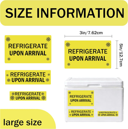 Refrigerate Upon Arrival Stickers Keep Refrigerated Food Packaging Warning Shipping Labels Keep Cold Food Service Pharmacy Stickers for Pharmacy Drug Stores (Green)