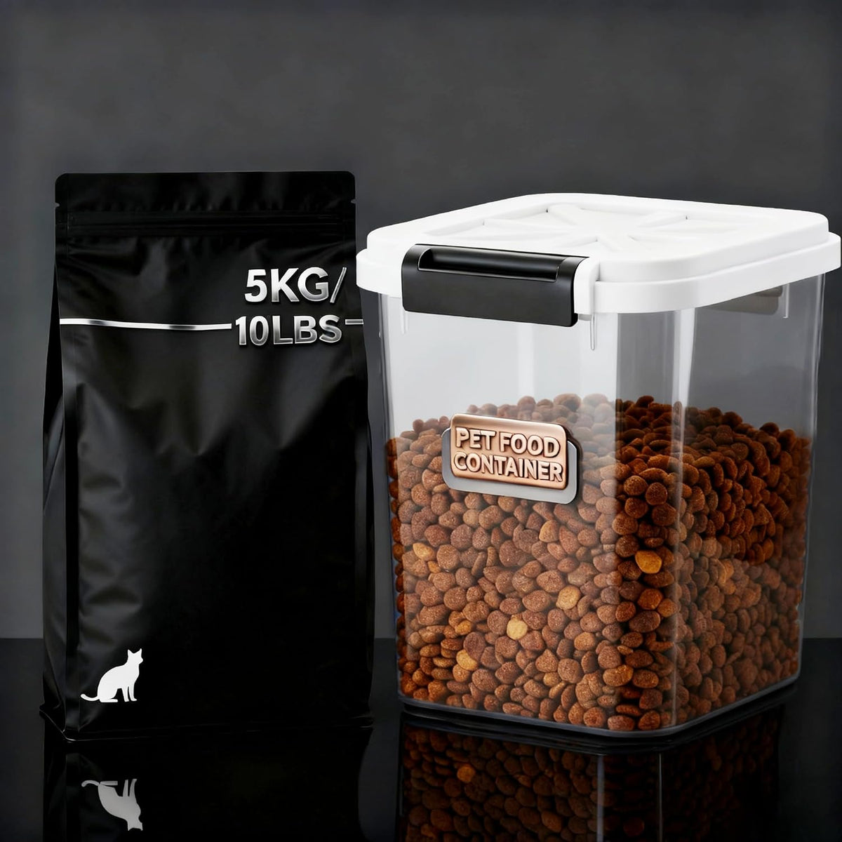 Dog Food Storage Container 10 Lbs | Pet Food Storage Containers With Lids & Scooper BPA Free Airtight Storage Containers Store Dry Food For Kitchen Pantry