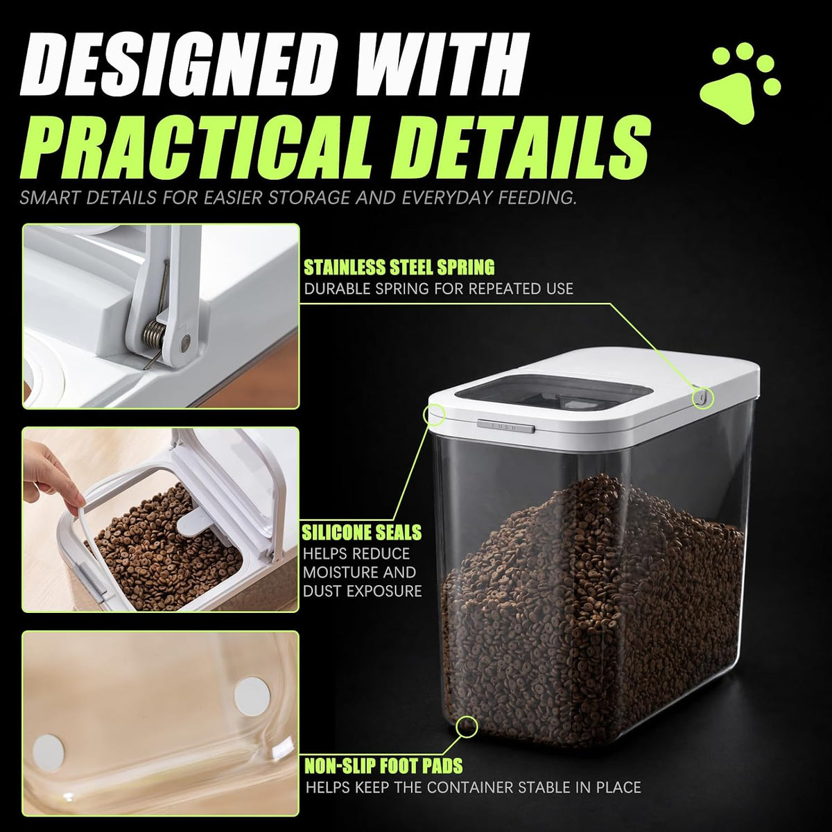 Dog Food Storage Container 10 Lbs | Pet Food Storage Containers With Lids & Scooper BPA Free Airtight Storage Containers Store Dry Food For Kitchen Pantry