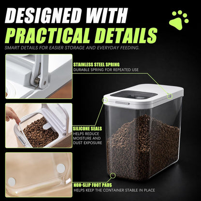Dog Food Storage Container 10 Lbs | Pet Food Storage Containers With Lids & Scooper BPA Free Airtight Storage Containers Store Dry Food For Kitchen Pantry