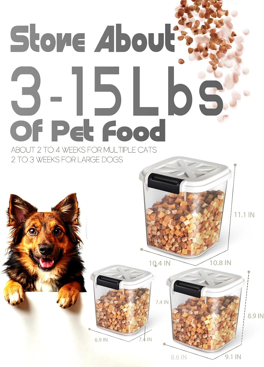 Dog Food Storage Container 10 Lbs | Pet Food Storage Containers With Lids & Scooper BPA Free Airtight Storage Containers Store Dry Food For Kitchen Pantry