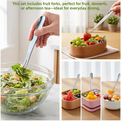6 Pcs Portable Utensils Set Case Stainless Steel Travel Cutlery Flatware