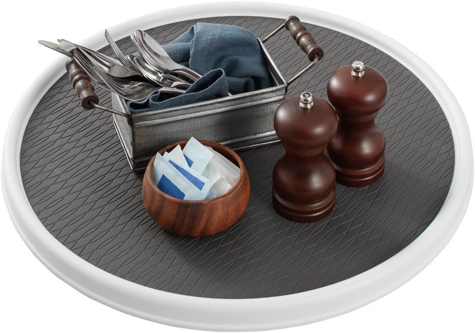 18 Inch Lazy Susan Turntable Organizer - Nonslip Rotating Cabinet Organizer for Kitchen Pantry, Under Sink, Countertop Storage, Rimmed Edge, Wipe Clean