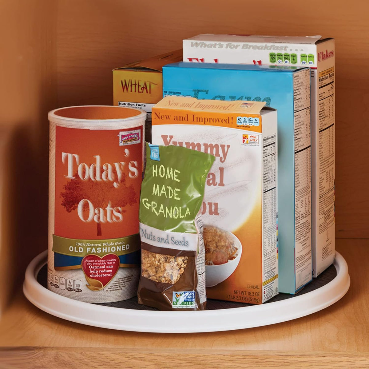 18 Inch Lazy Susan Turntable Organizer - Nonslip Rotating Cabinet Organizer for Kitchen Pantry, Under Sink, Countertop Storage, Rimmed Edge, Wipe Clean