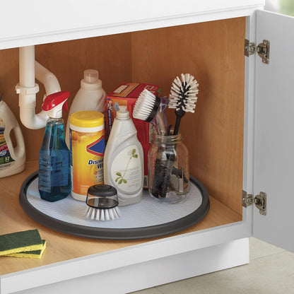 18 Inch Lazy Susan Turntable Organizer - Nonslip Rotating Cabinet Organizer for Kitchen Pantry, Under Sink, Countertop Storage, Rimmed Edge, Wipe Clean